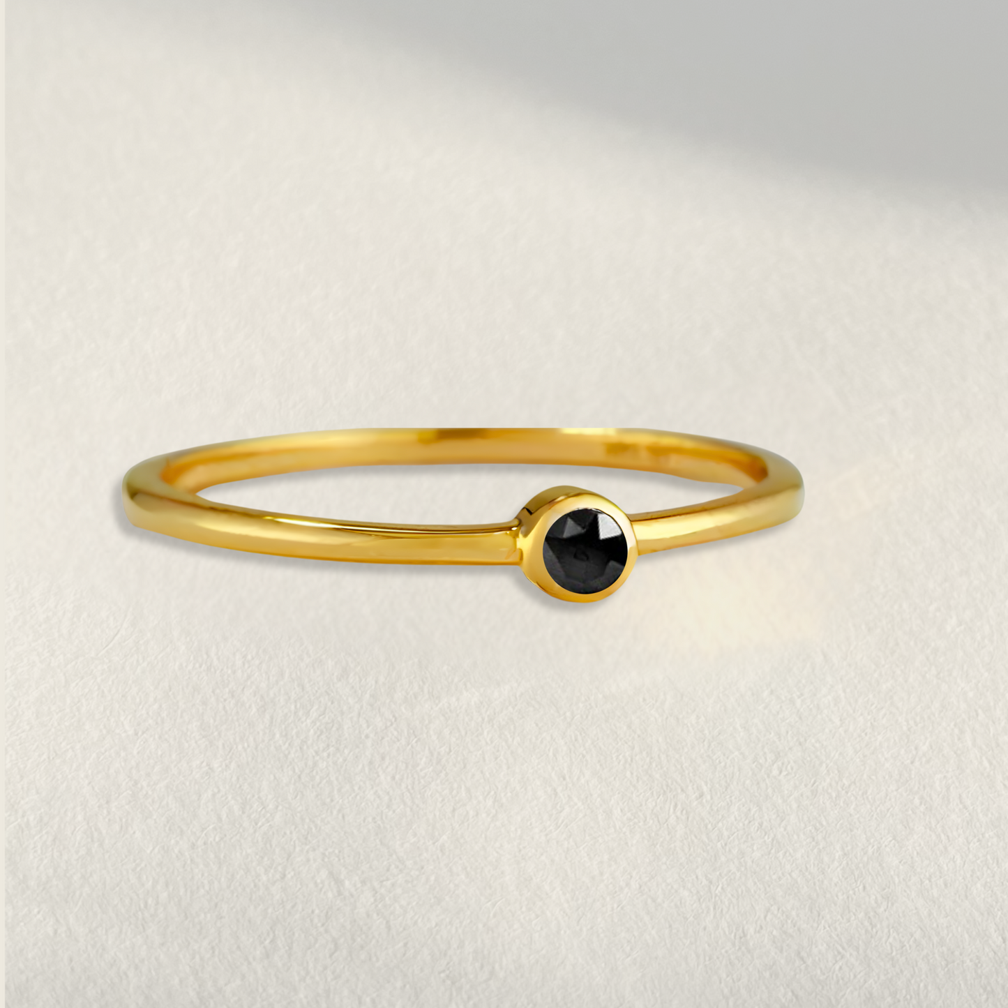 Black Onyx Ring | Nora Gemstone Ring | 18K Gold Plated