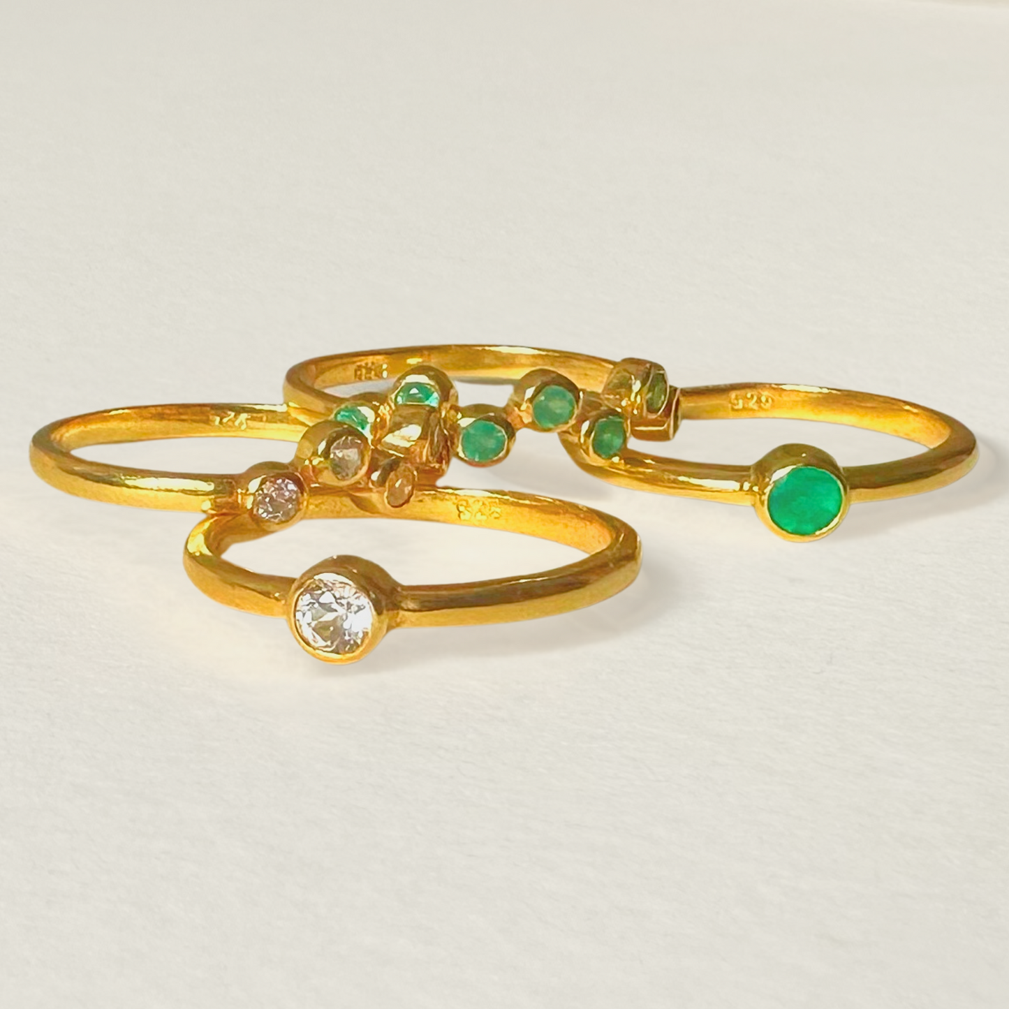 Green Onyx Ring | Malti Multistone Ring | 18K Gold Plated