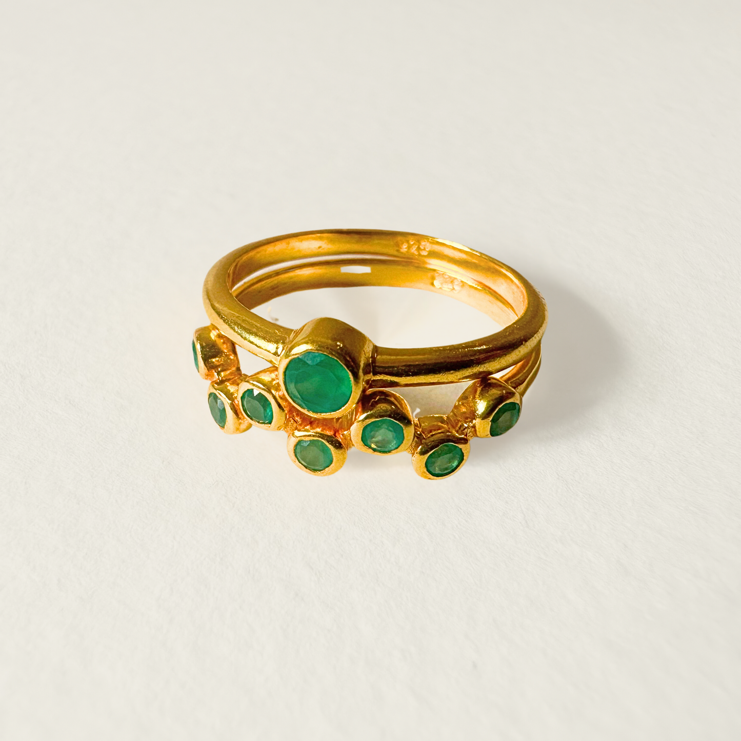 Green Onyx Ring | Malti Multistone Ring | 18K Gold Plated