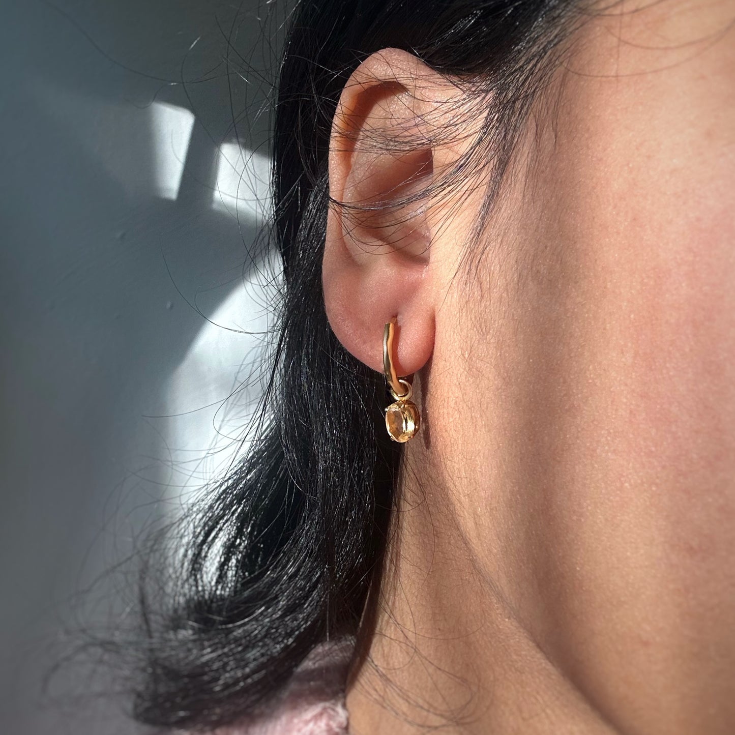Citrine Earrings | 18k Gold Plated | Huggie Hoop Earrings