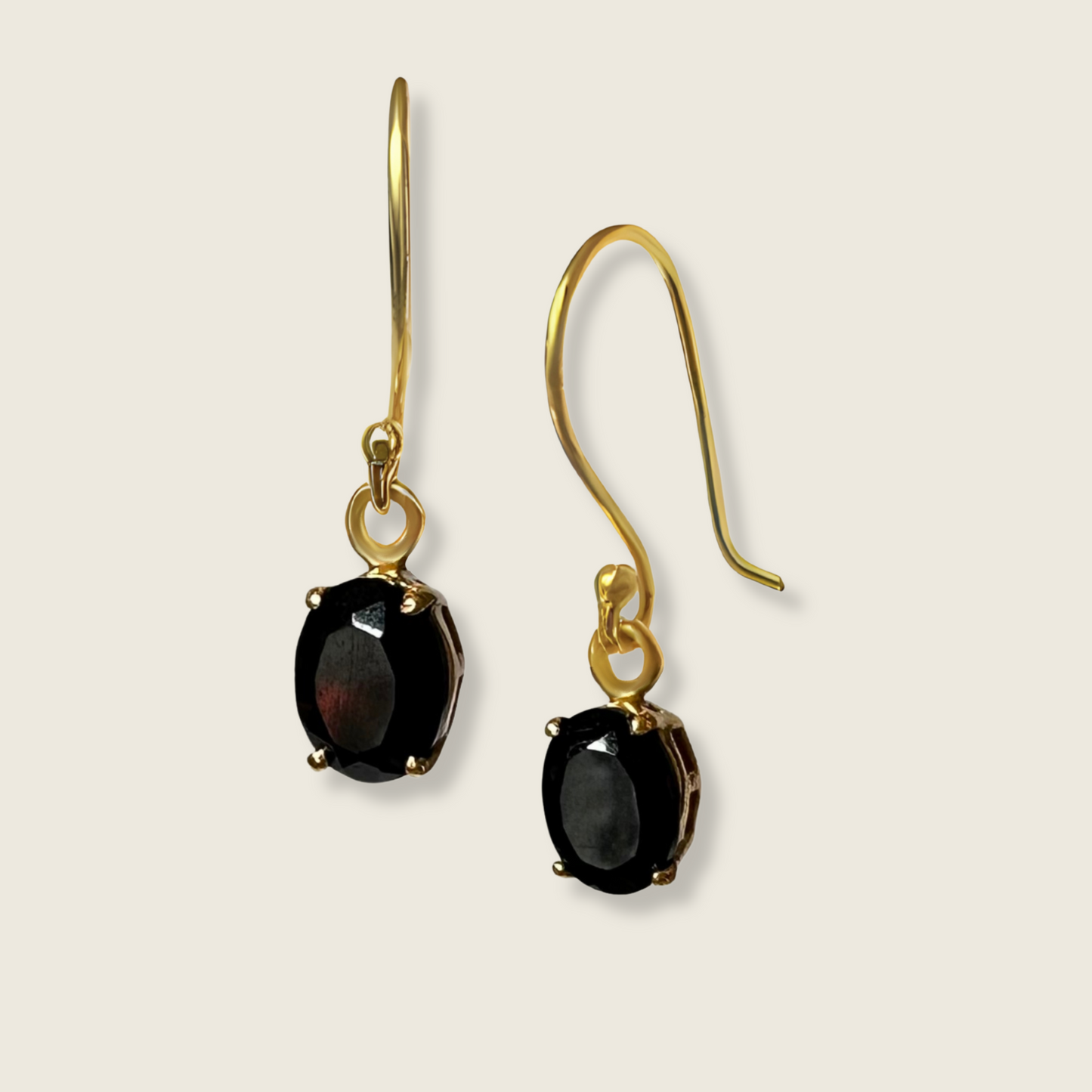 Black Onyx Earrings | 18k Gold Plated | Dangle Earrings