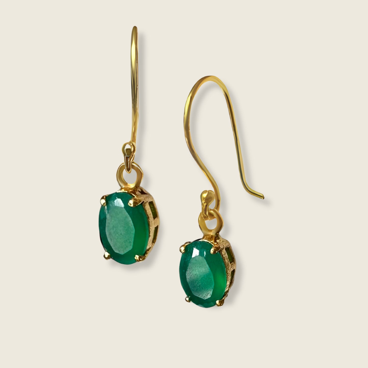 Green Onyx Earrings | 18k Gold Plated | Dangle Earrings