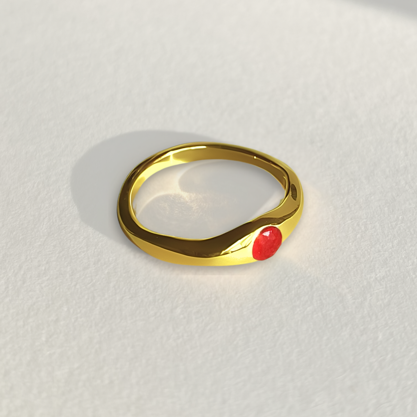 Red Jade Ring | Spotlight Gemstone | 18K Gold Plated