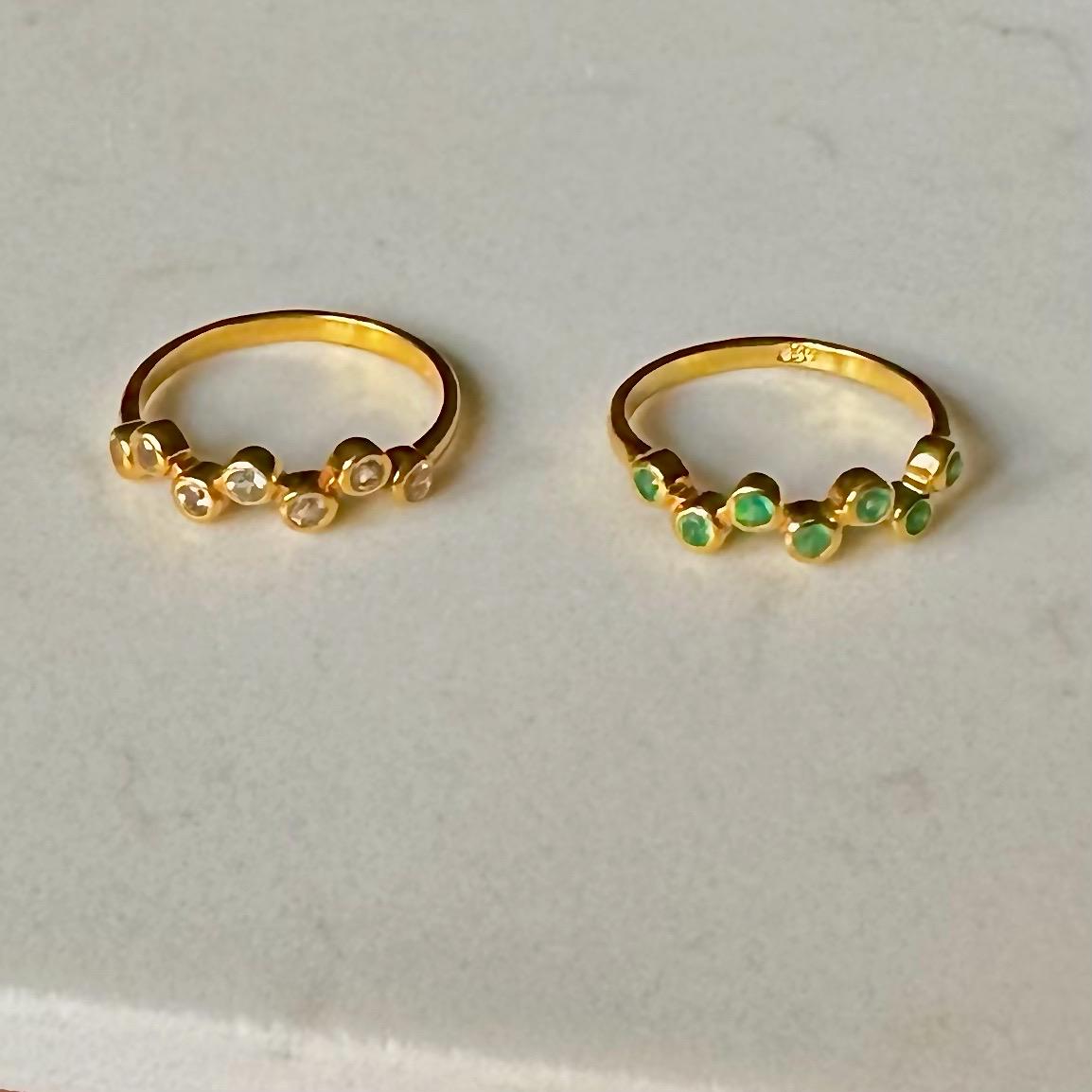 Green Onyx Ring | Malti Multistone Ring | 18K Gold Plated