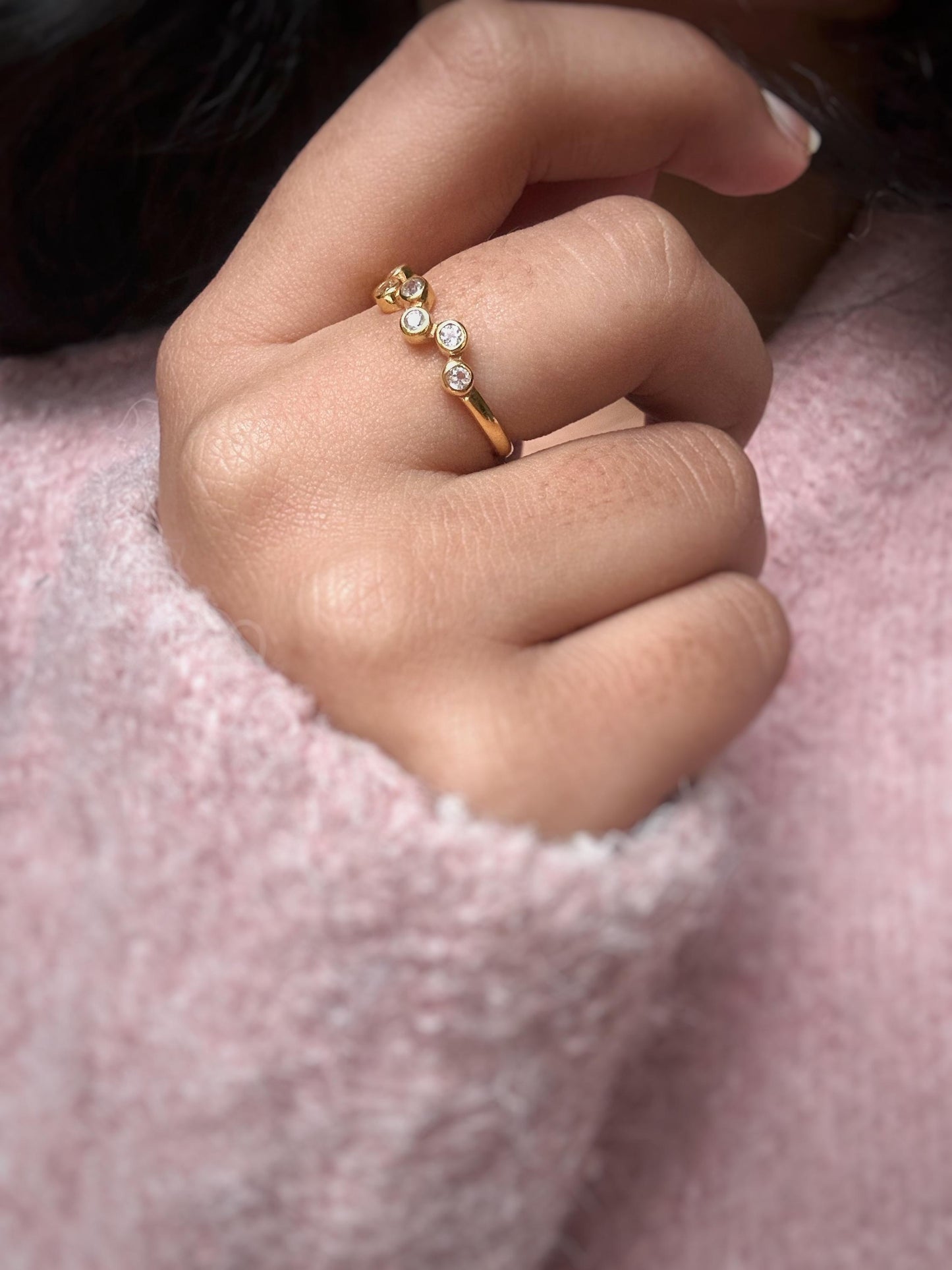 White Topaz Ring | Malti Multistone Ring | 18K Gold Plated