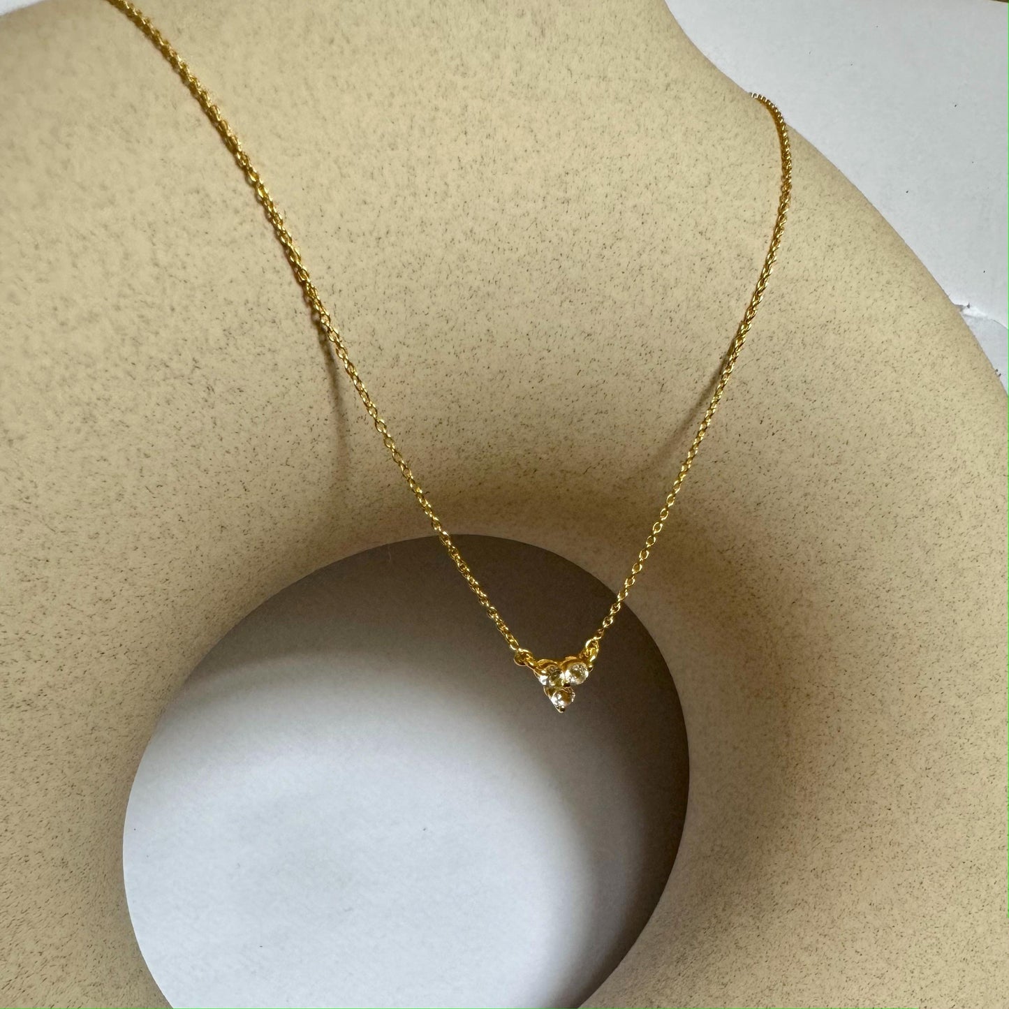 White Topaz Necklace | Clover Pendant | 18K Gold Plated