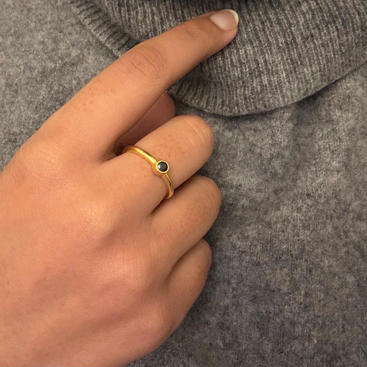 Black Onyx Ring | Nora Gemstone Ring | 18K Gold Plated