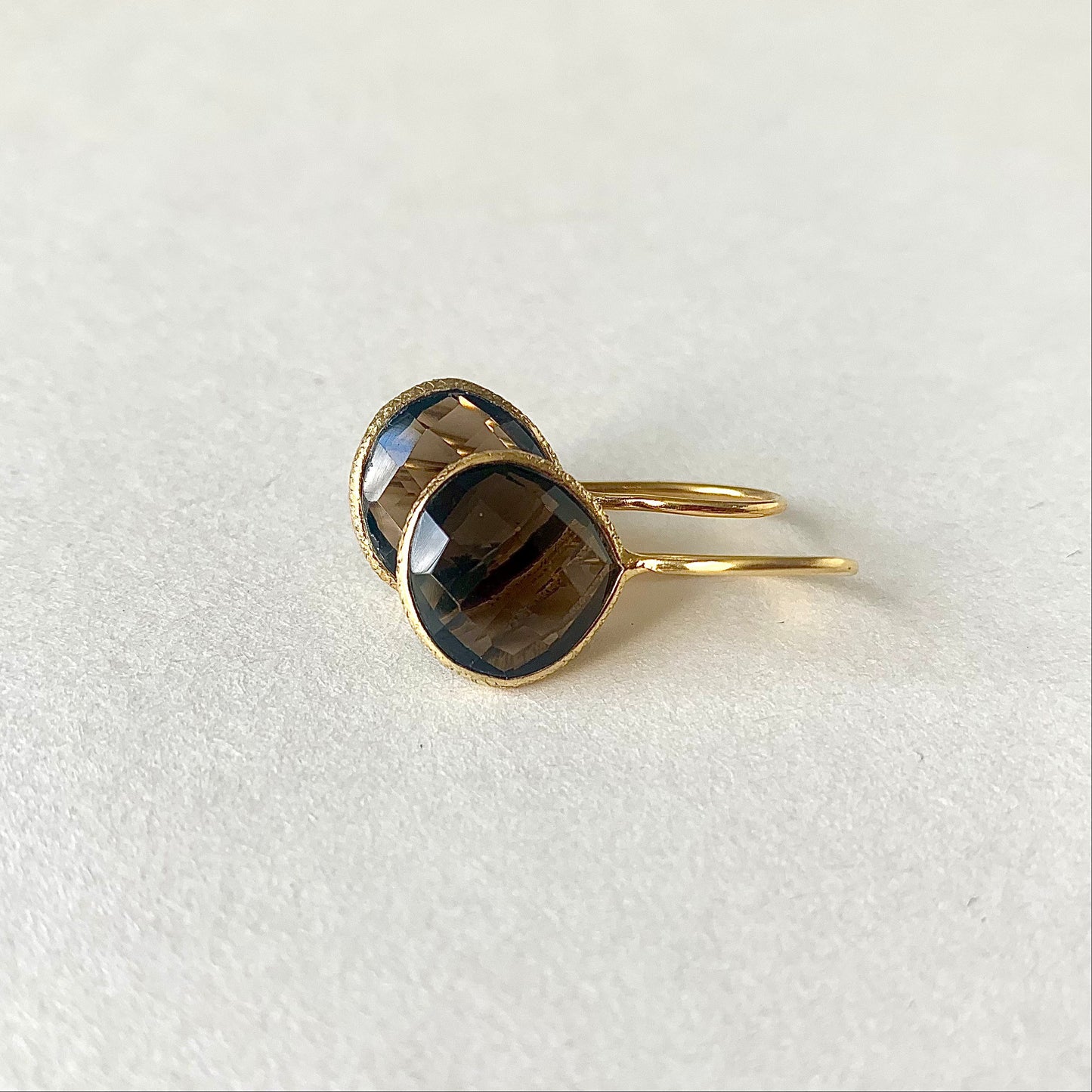 Black Quartz Earrings | 18K Gold Plated | Drop Earrings