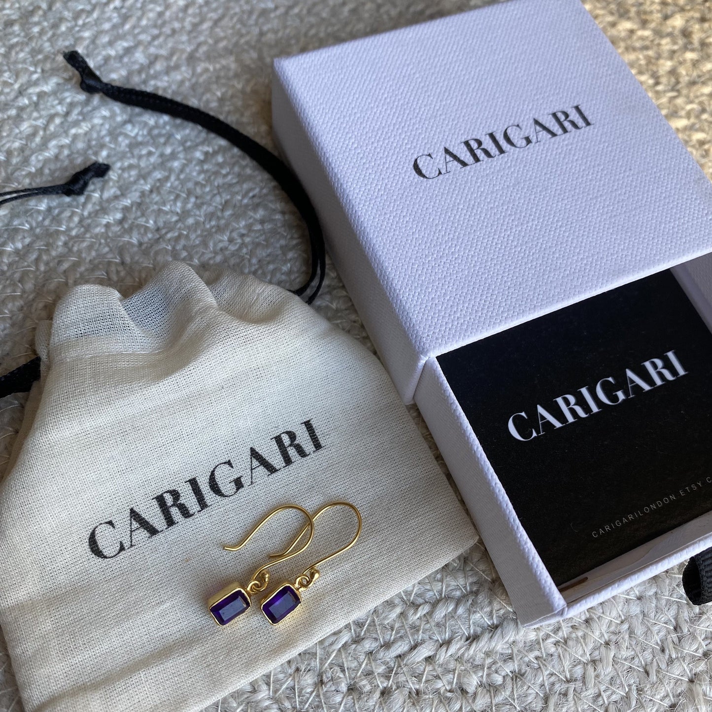 Amethyst Earrings | 18k Gold Plated | Dangle Earrings