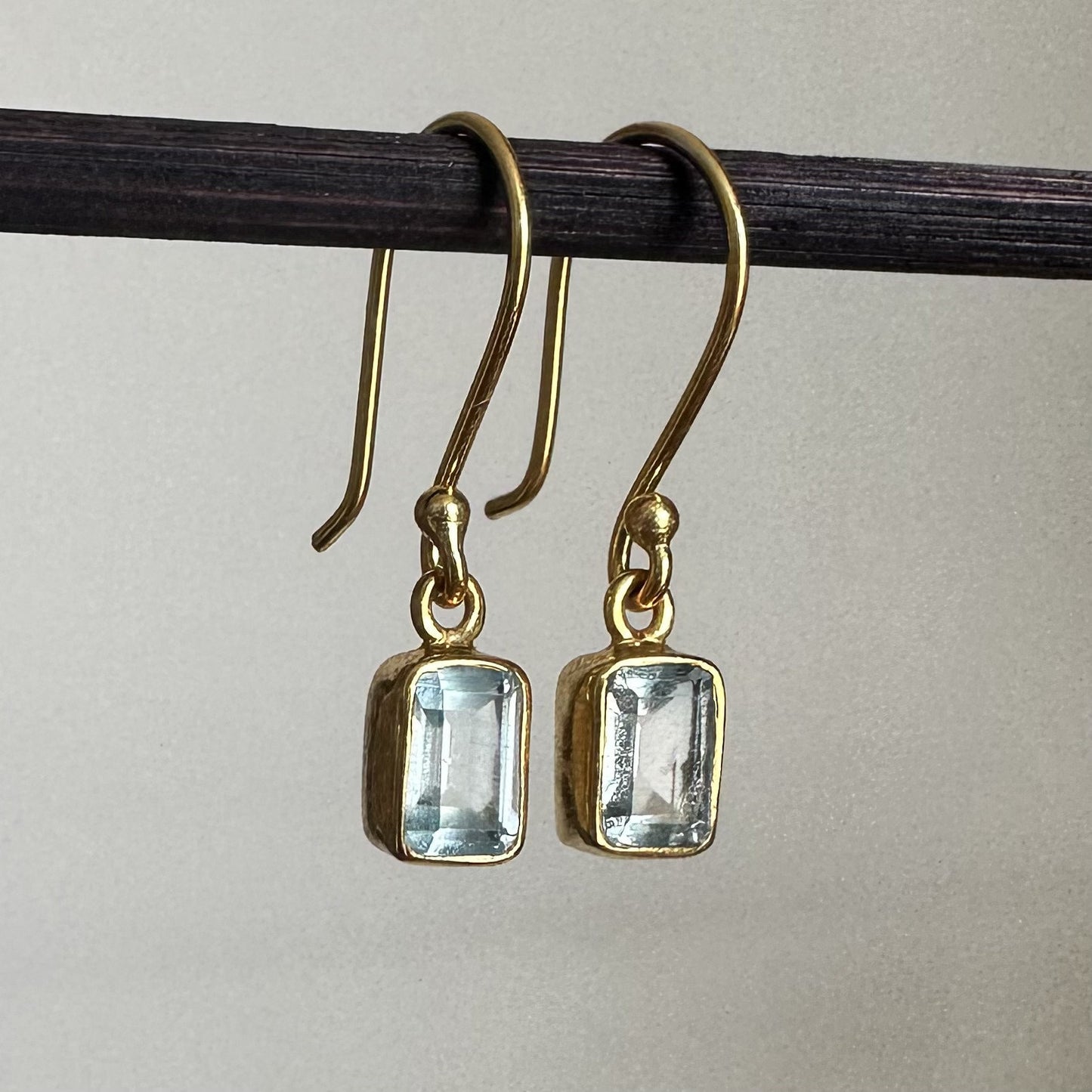 Blue Topaz Earrings | 18k Gold Plated | Dangle Earrings