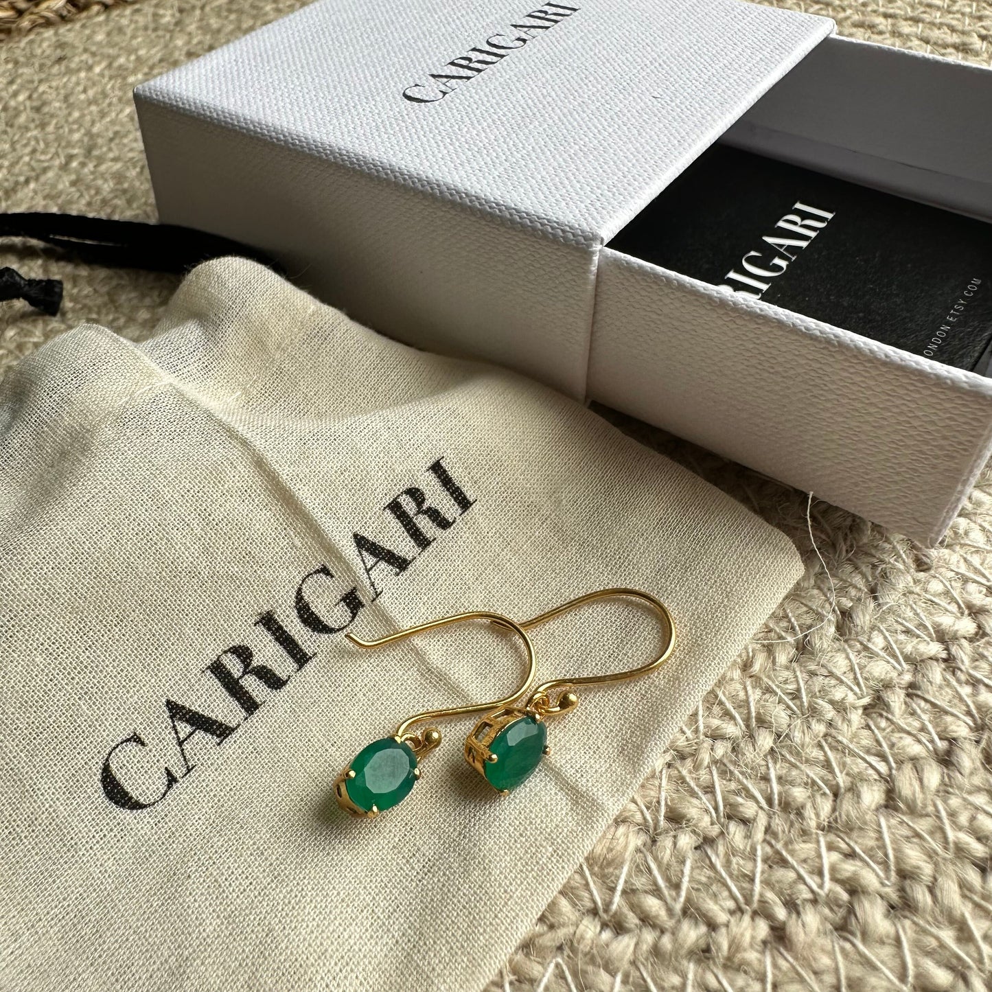 Green Onyx Earrings | 18k Gold Plated | Dangle Earrings