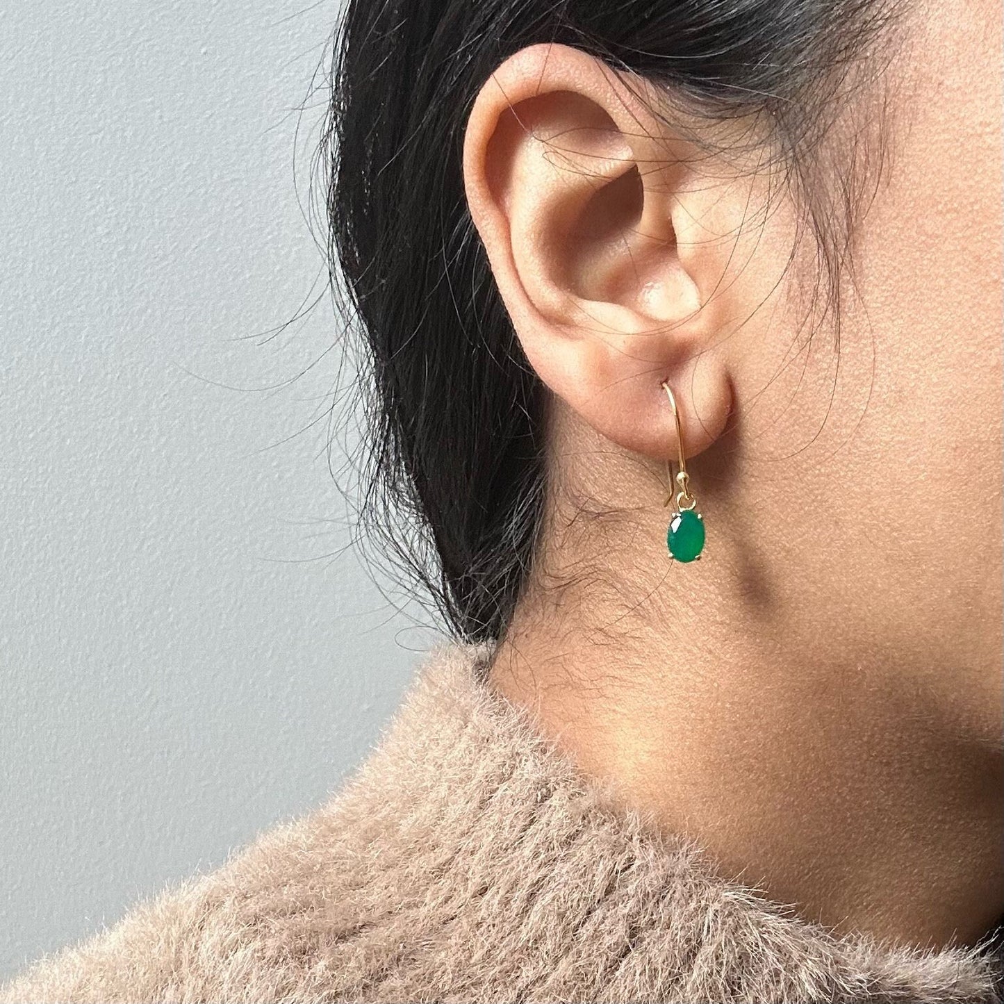 Green Onyx Earrings | 18k Gold Plated | Dangle Earrings