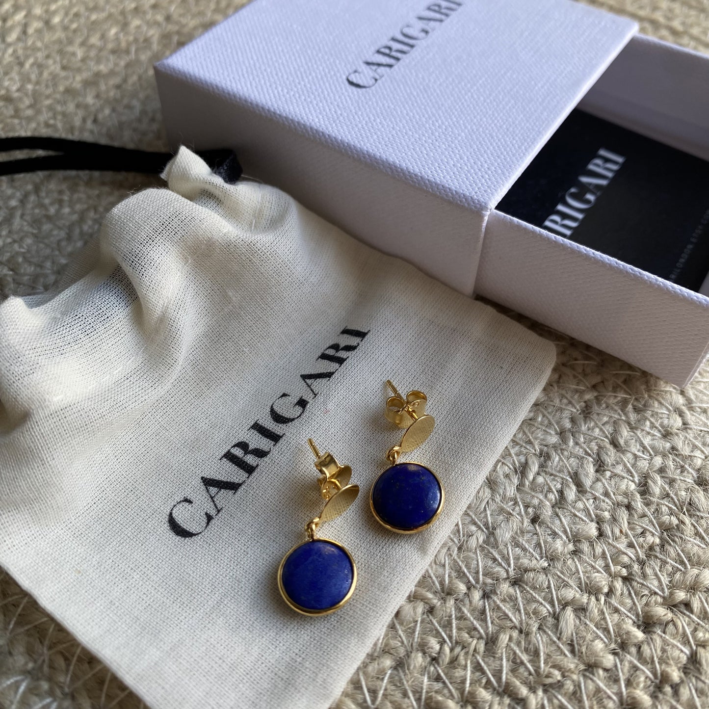 Lapis Lazuli Gold Disc Earrings | 18k Gold Plated | Stud Earrings