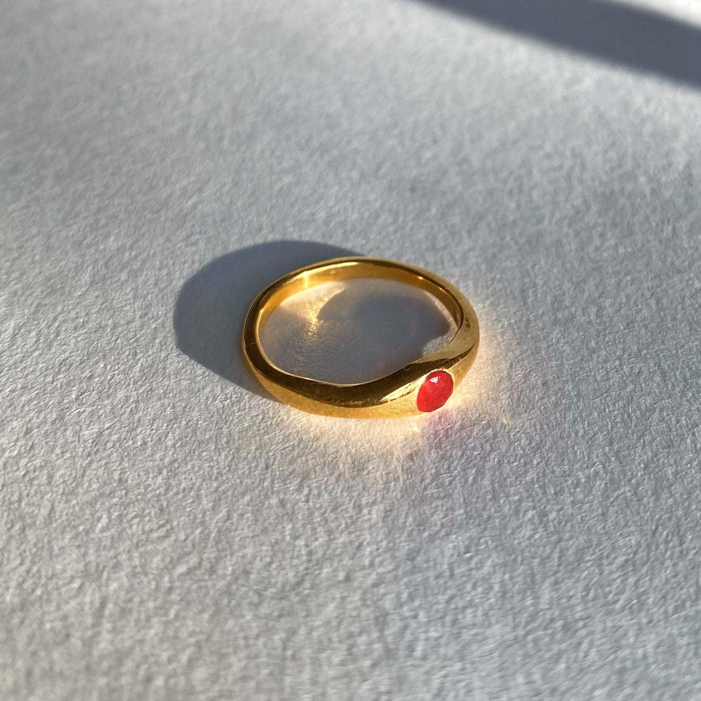 Red Jade Ring | Spotlight Gemstone | 18K Gold Plated