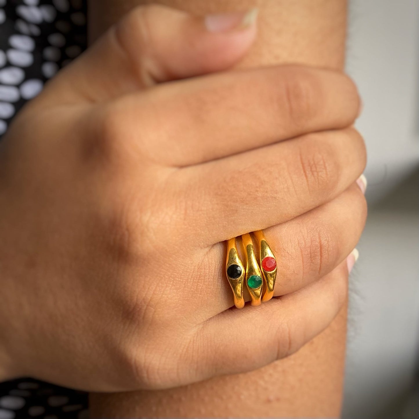 Black Onyx Ring | Spotlight Gemstone | 18K Gold Plated