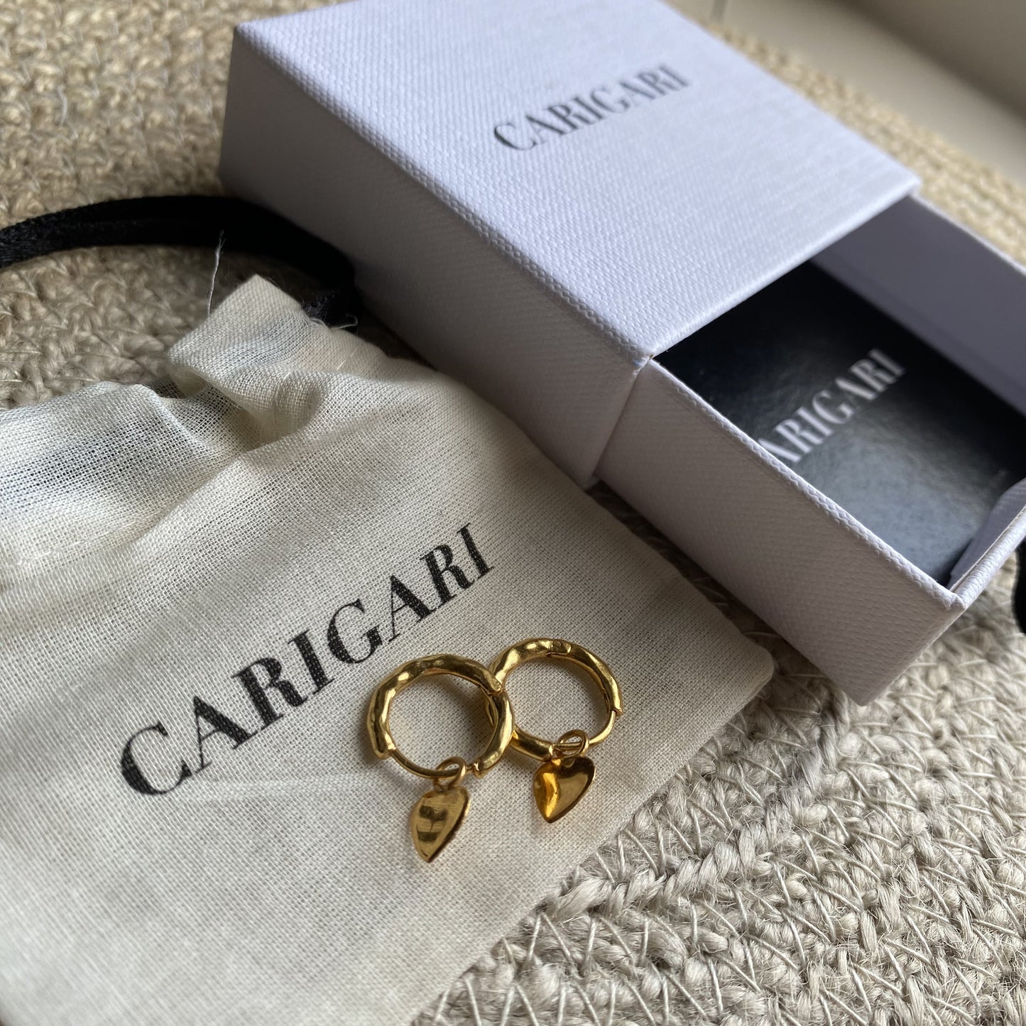 Gold Heart Charms Earrings | 18k Gold Plated | Huggie Hoop Earrings