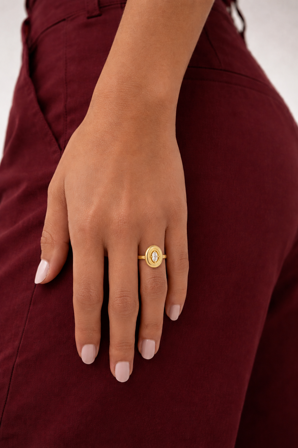 White Topaz Puffy Ring |  Gemstone Ring | 18K Gold Plated