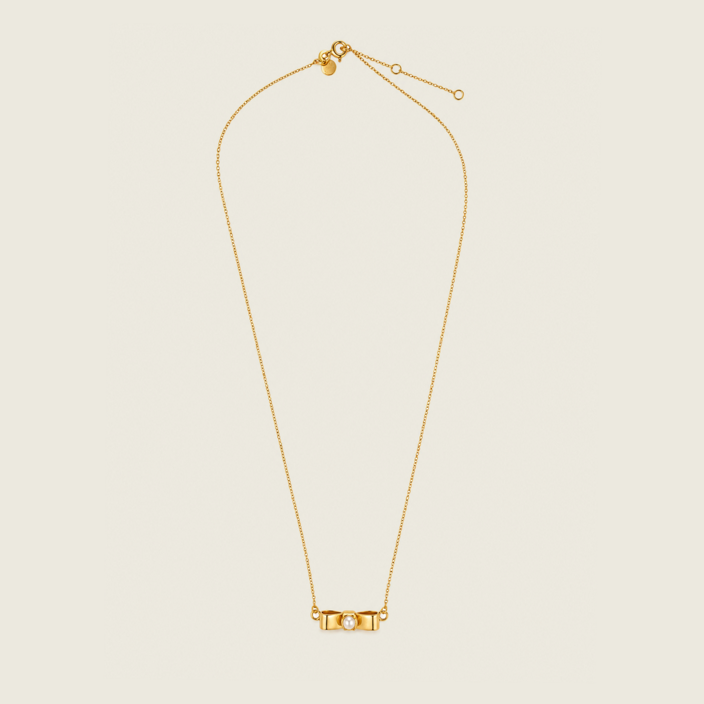 Pearl Bow Necklace | Pearl Pendant | 18K Gold Plated
