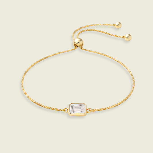 White Topaz Adjustable Bracelet | Kaya Gemstone Bracelet | 18k Gold Plated