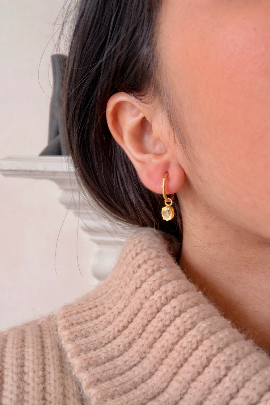 Citrine Earrings | 18k Gold Plated | Huggie Hoop Earrings