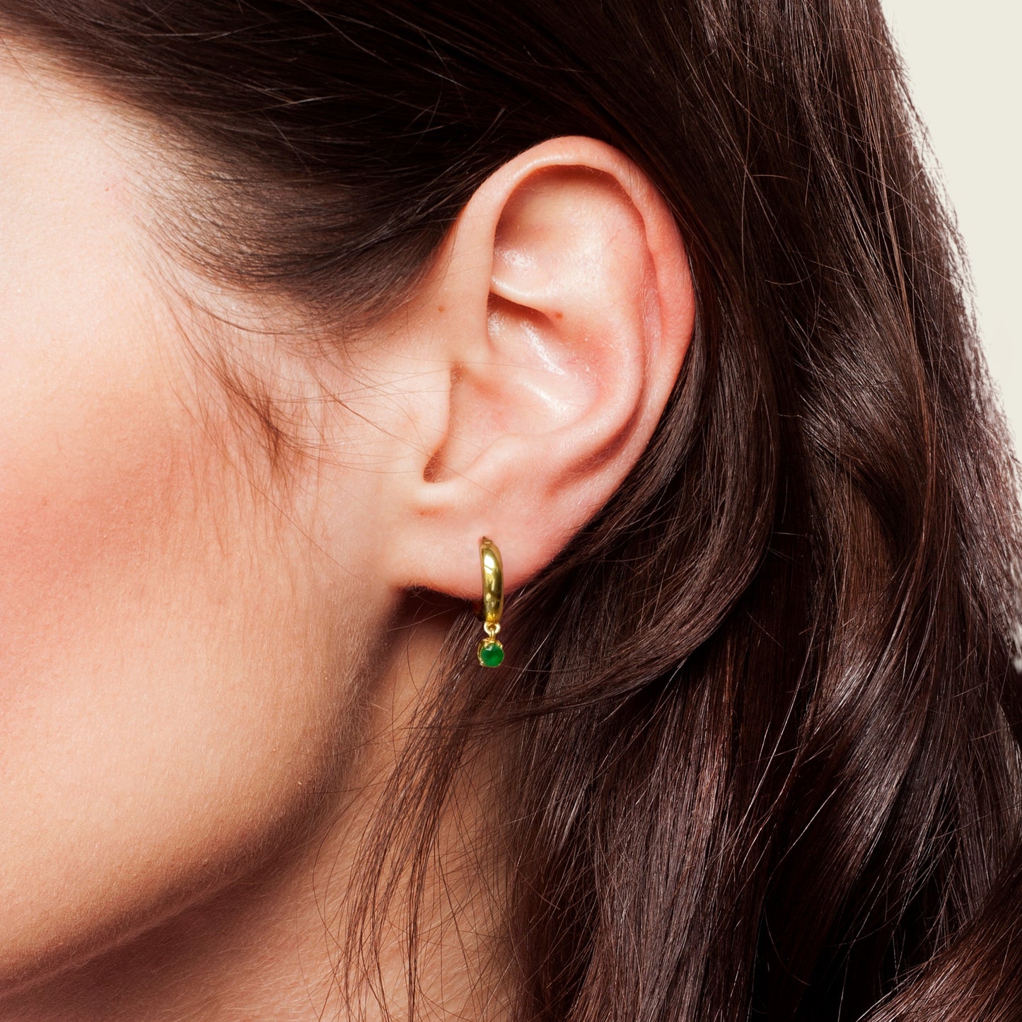 Green Onyx Earrings | 18k Gold Plated | Genova Huggie Hoop Earrings