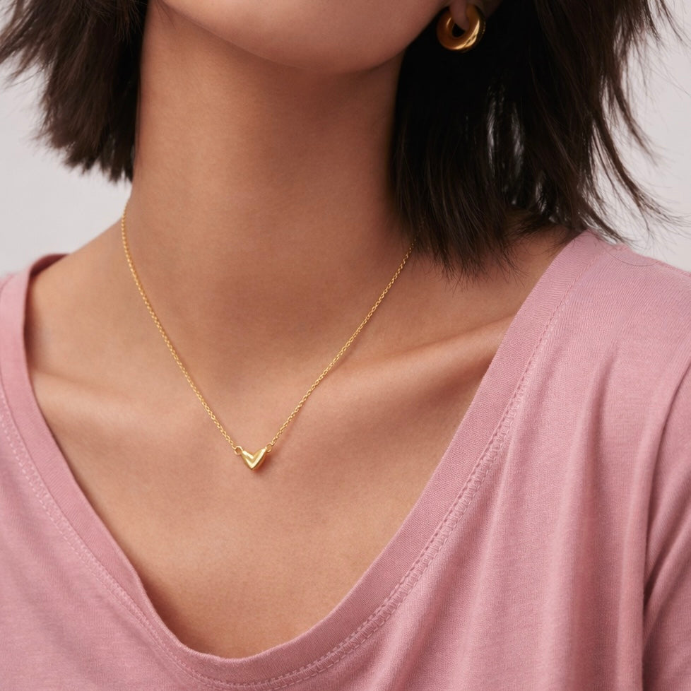 Gold Heart Nugget Necklace | Heart Pendant | 18K Gold Plated