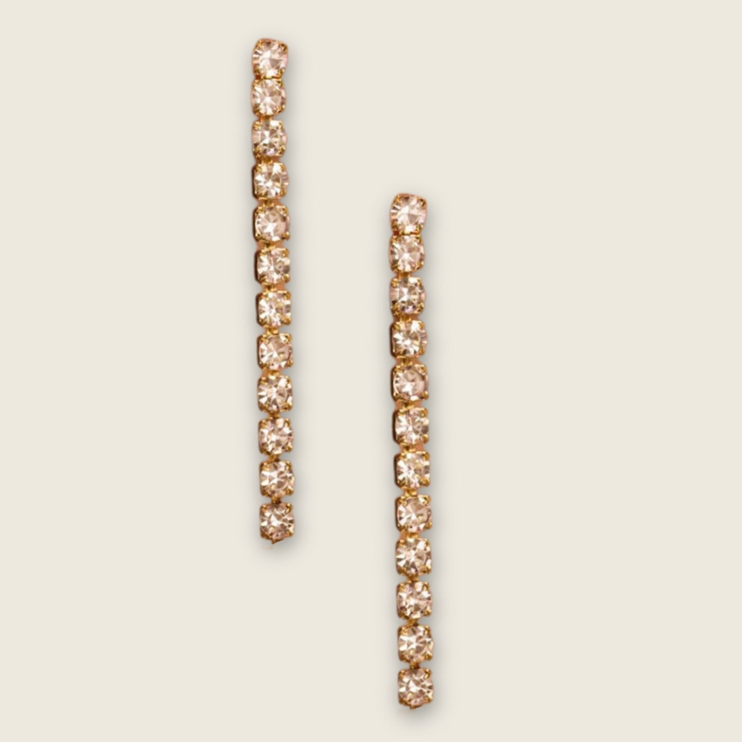 White Topaz Tennis Earrings | 18k Gold Plated | Stud Dangle Earrings