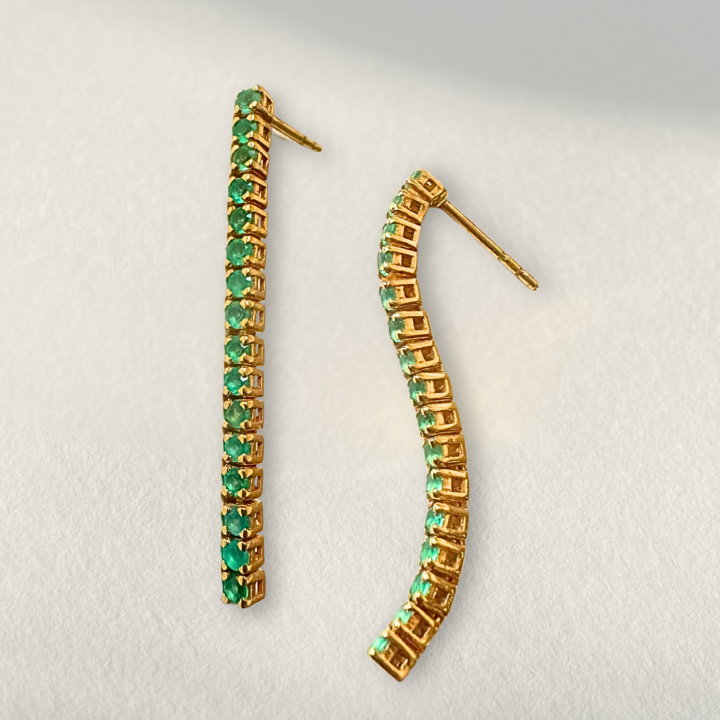 Green Onyx Tennis Earrings | 18k Gold Plated | Stud Dangle Earrings