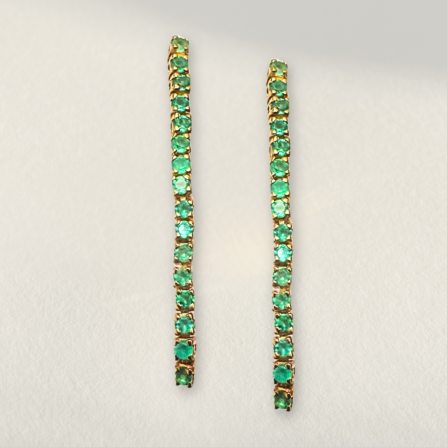 Green Onyx Tennis Earrings | 18k Gold Plated | Stud Dangle Earrings