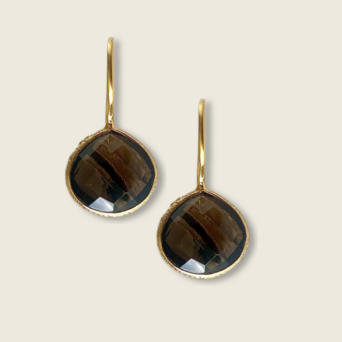 Black Quartz Earrings | 18K Gold Plated | Drop Earrings