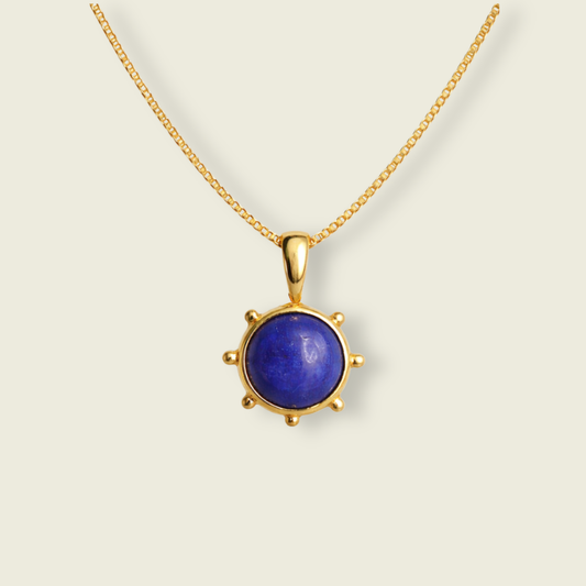 Lapis Lazuli Sun Necklace | Sun Pendant | 18K Gold Plated