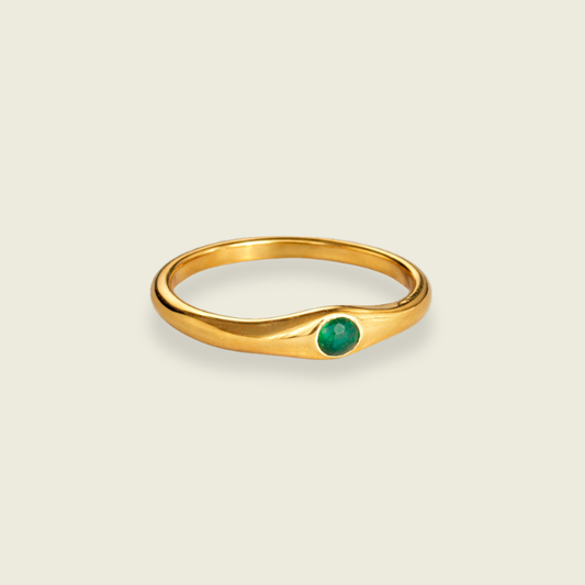 Green Onyx Ring | Spotlight Gemstone | 18K Gold Plated