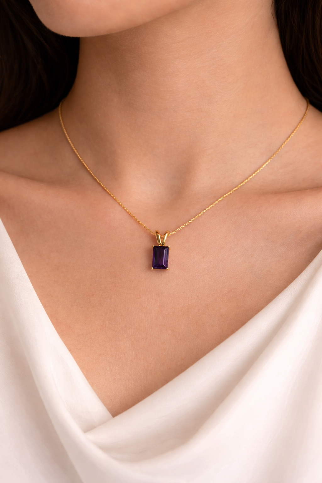 ネックレス・ペンダント amethyst Necklace Amethyst Necklace | Rectangle Pendant | 18K Gold Plated – Carigari