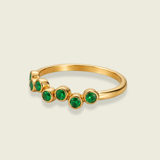Green Onyx Ring | Malti Multistone Ring | 18K Gold Plated
