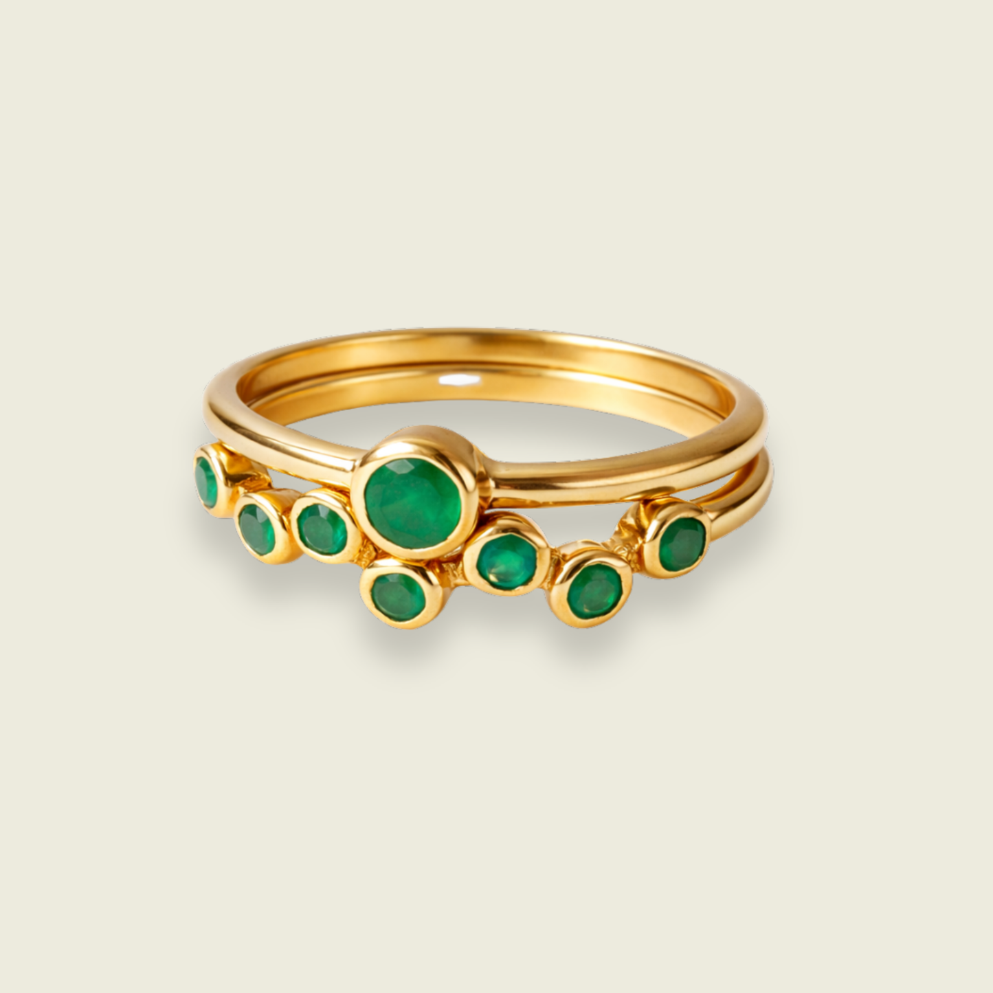 Green Onyx Ring | Malti Multistone Ring | 18K Gold Plated
