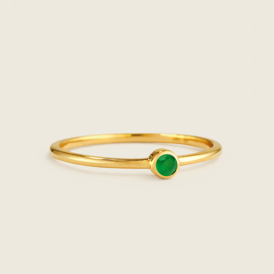 Green Onyx Ring | Nora Gemstone Ring | 18K Gold Plated