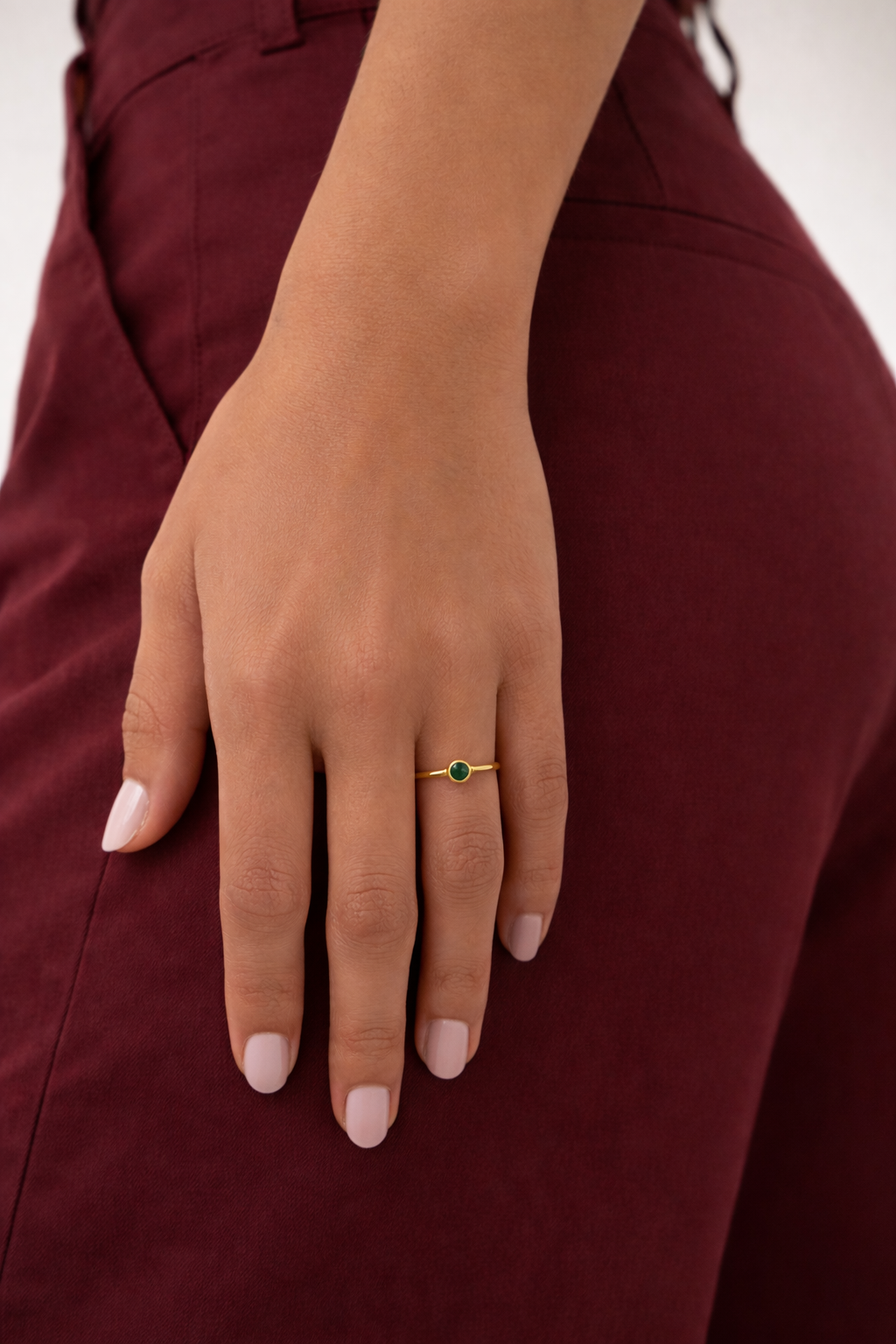 Green Onyx Ring | Nora Gemstone Ring | 18K Gold Plated