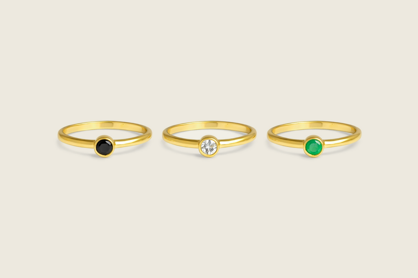 Black Onyx Ring | Nora Gemstone Ring | 18K Gold Plated