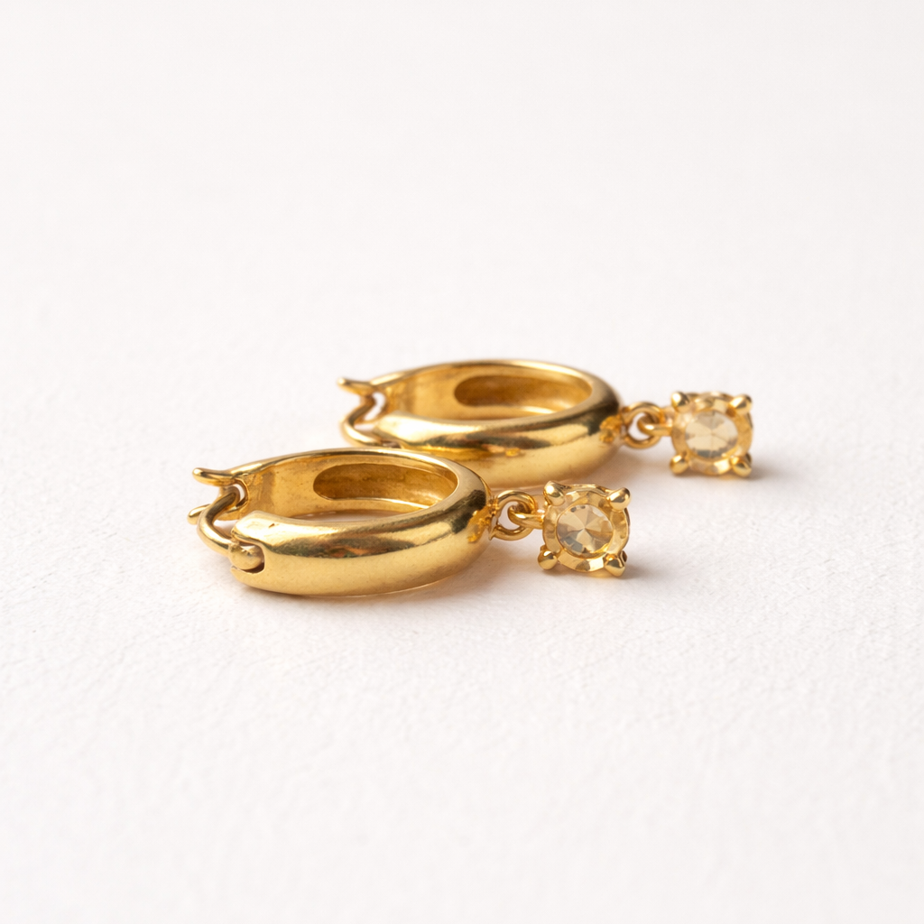 Citrine Earrings | 18k Gold Plated | Genova Huggie Hoop Earrings