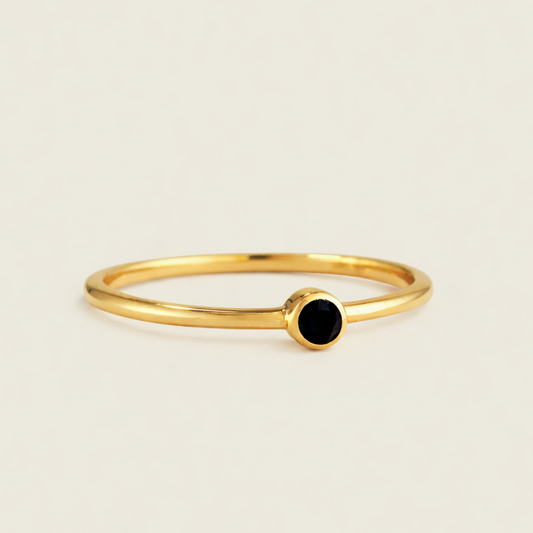 Black Onyx Ring | Nora Gemstone Ring | 18K Gold Plated