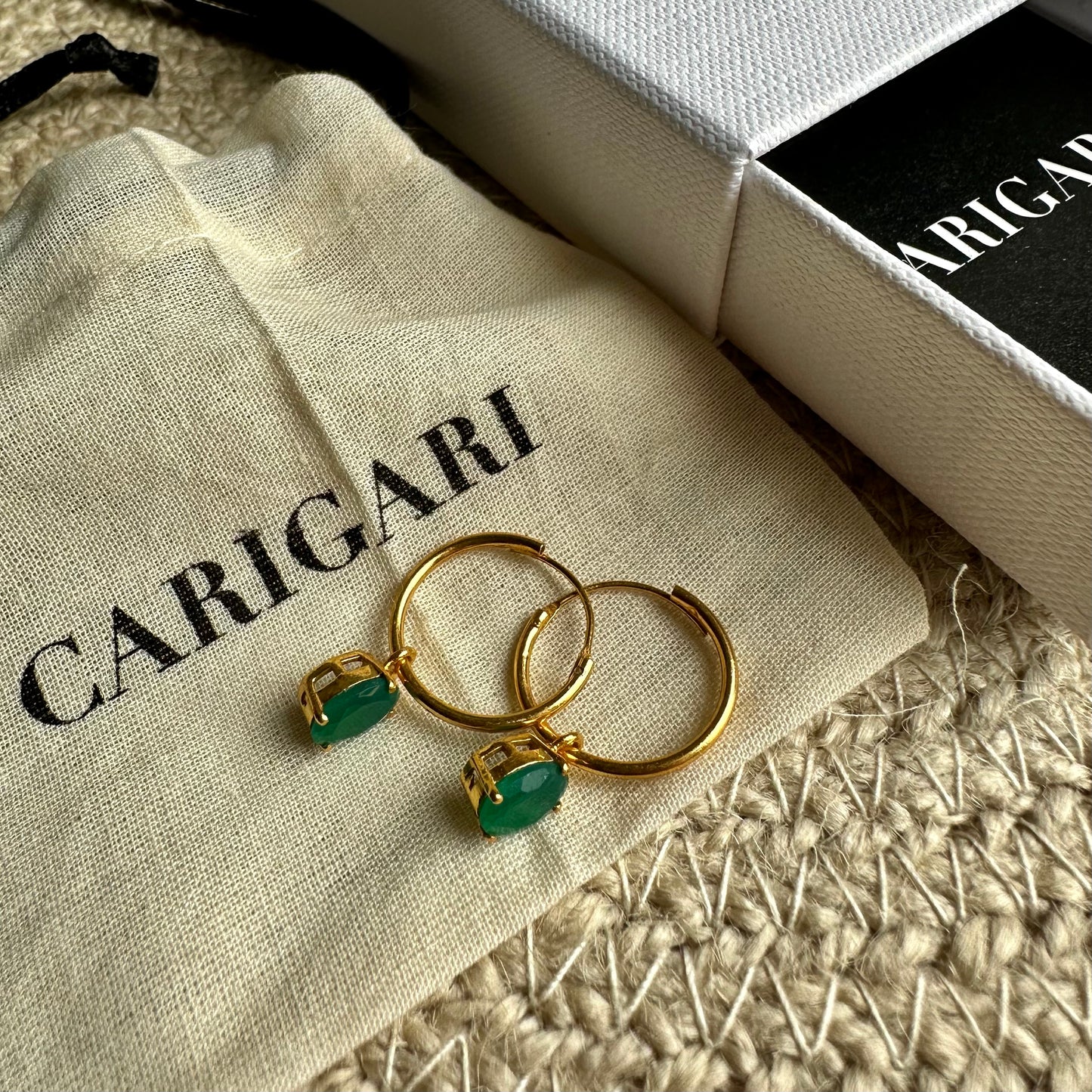 Green Onyx Earrings | 18k Gold Plated | Huggie Hoop Earrings