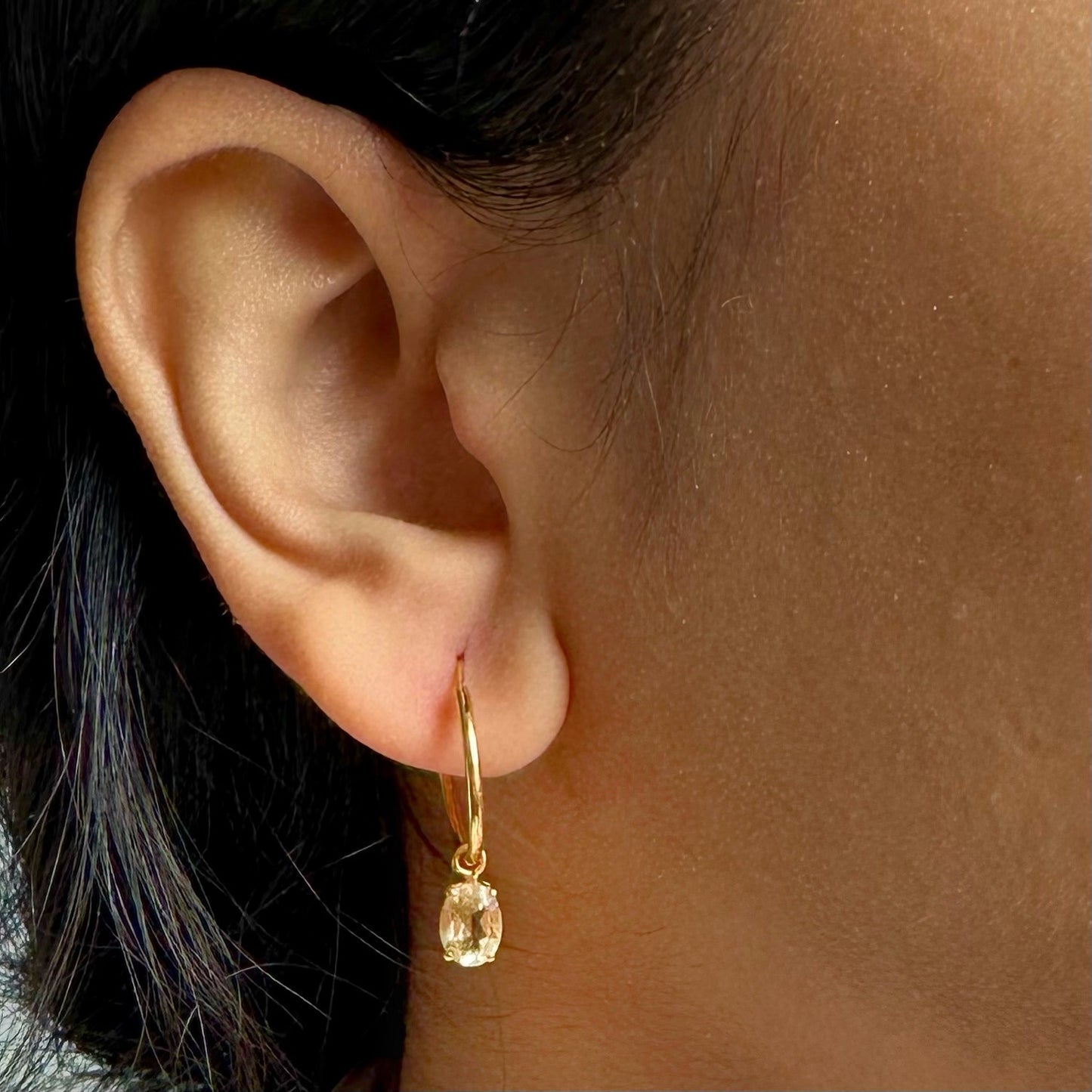 Citrine Earrings | 18k Gold Plated | Huggie Hoop Earrings