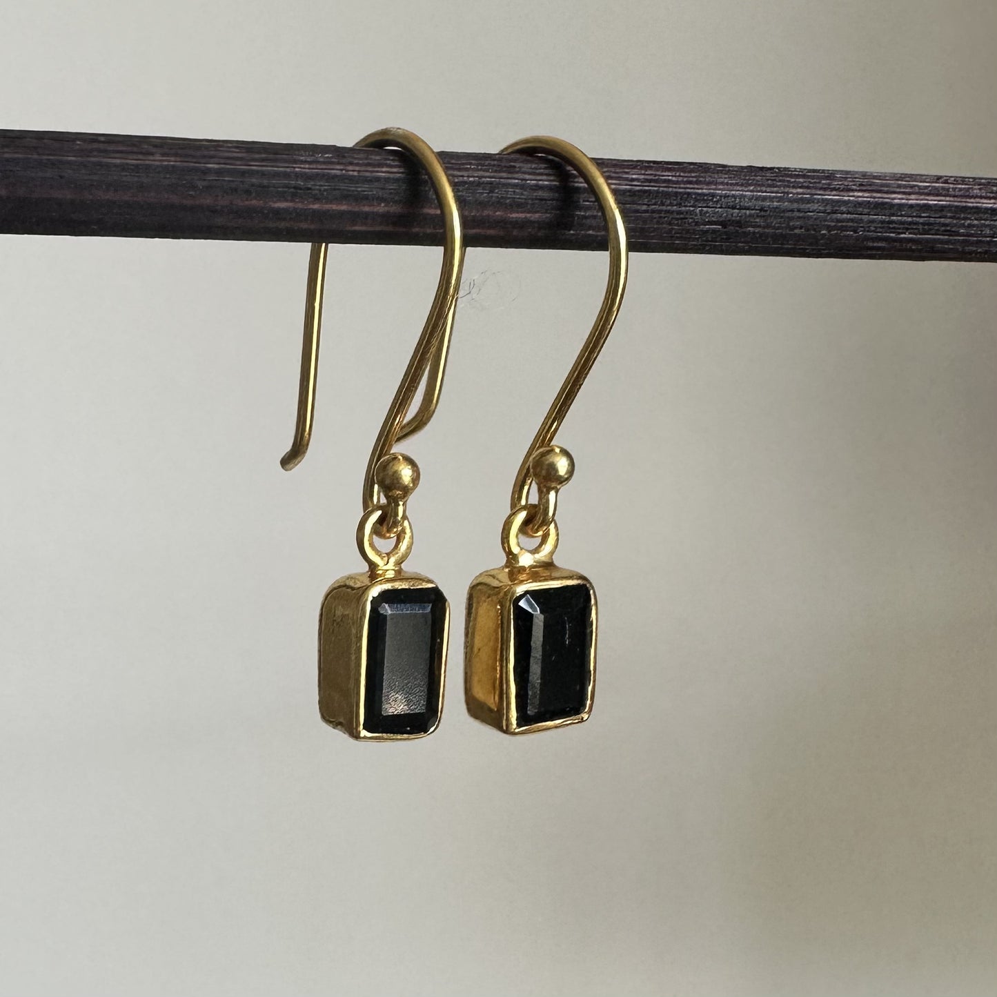 Black Onyx Earrings | 18k Gold Plated | Dangle Earrings