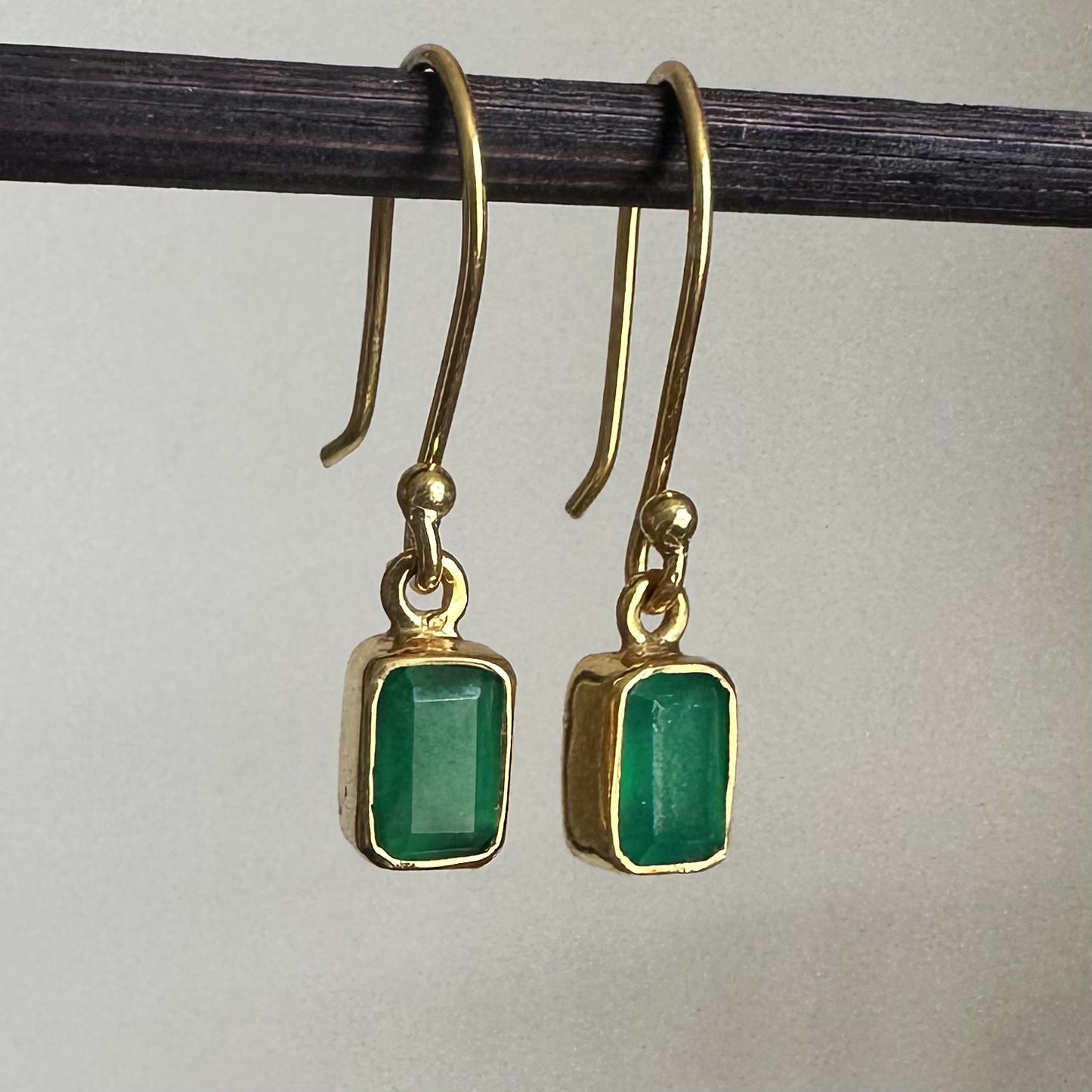 Green Onyx Earrings | 18k Gold Plated | Dangle Earrings