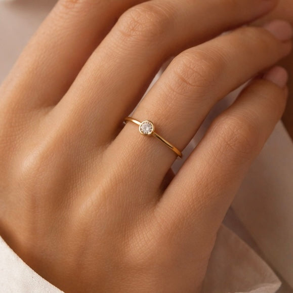 White Topaz Ring | Nora Gemstone Ring | 18K Gold Plated