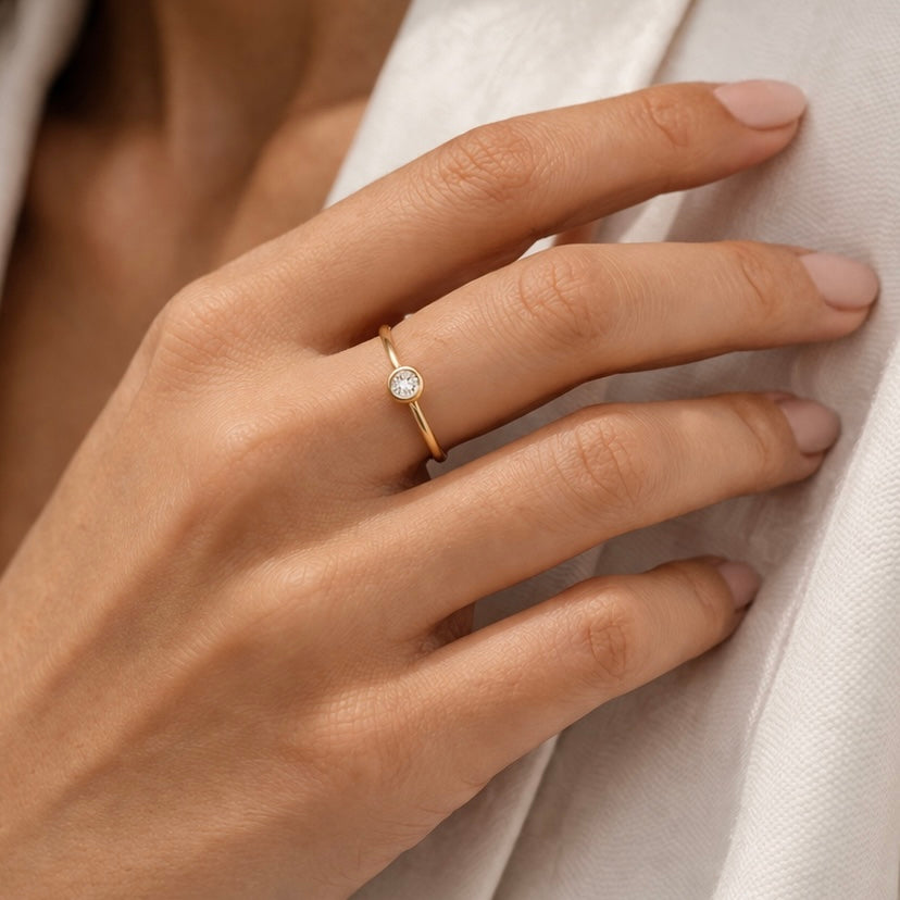 White Topaz Ring | Nora Gemstone Ring | 18K Gold Plated