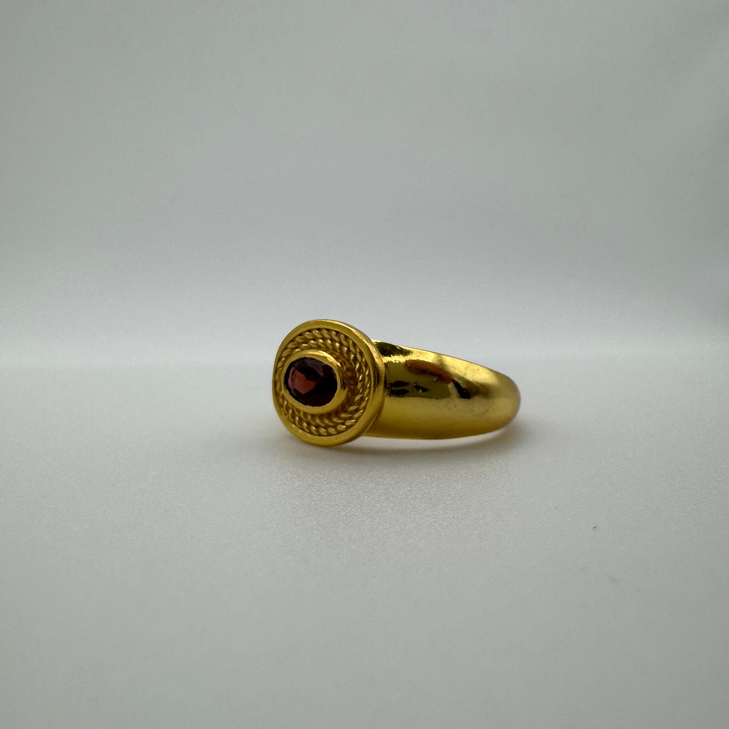 Red Garnet Ring | Cleo Signet Ring | 18K Gold Plated