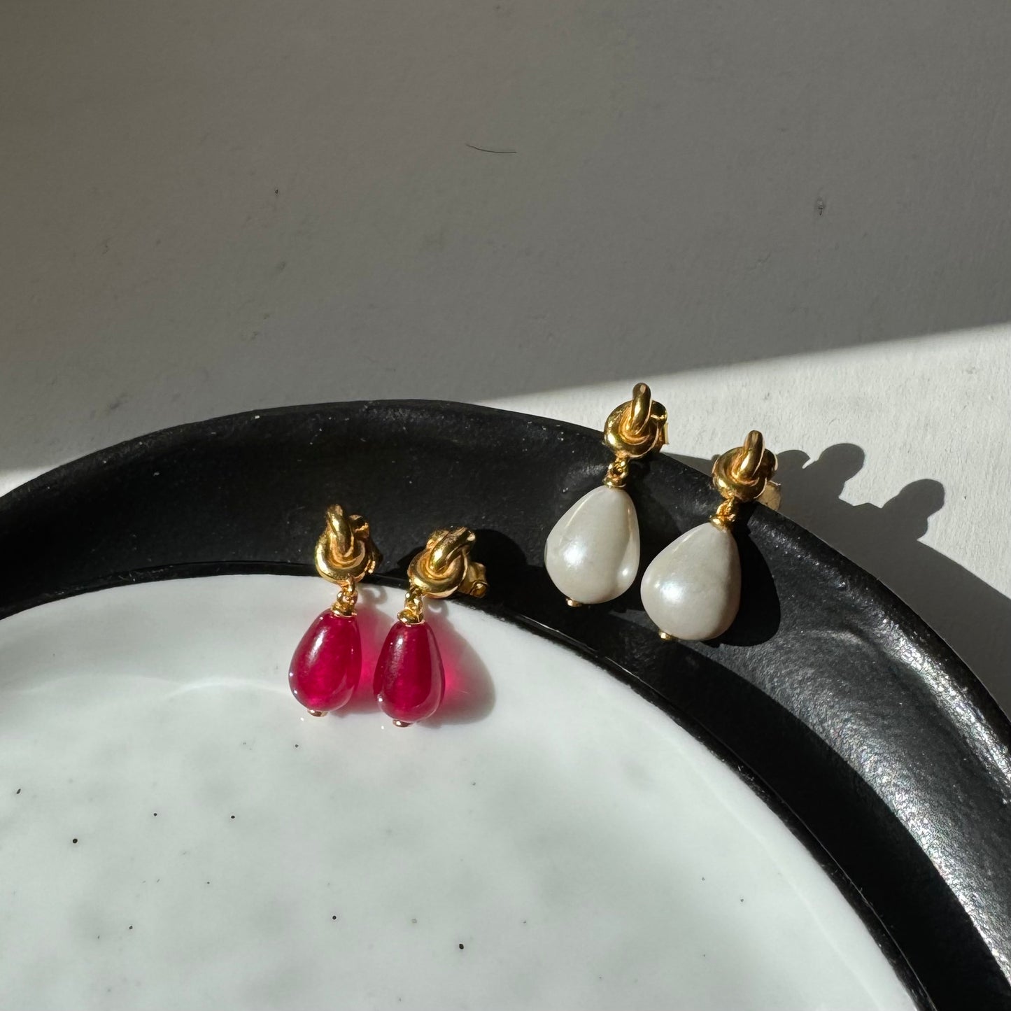 Lucky Knot Red Quartz Earrings | 18K Gold Plated | Stud Dangle Earrings