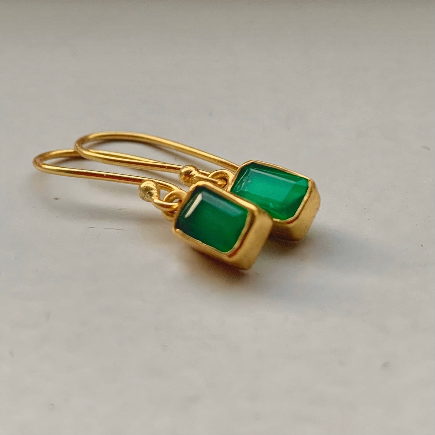 Green Onyx Earrings | 18k Gold Plated | Dangle Earrings