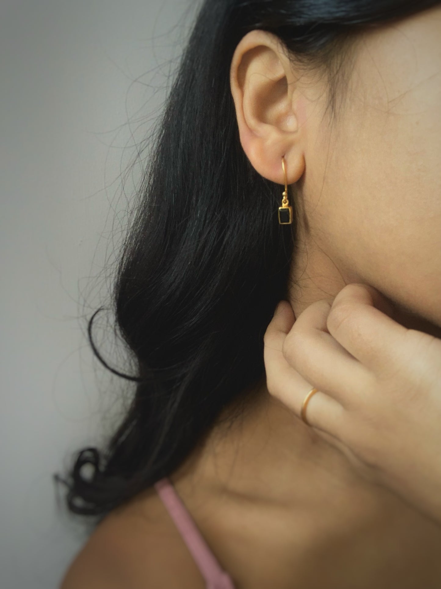 Black Onyx Earrings | 18k Gold Plated | Dangle Earrings